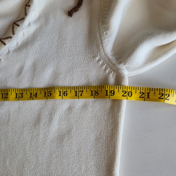 Prana Breathe Cream Organic Cotton Hooded Sweater Size L Boho Western Artisan - Picture 8 of 10